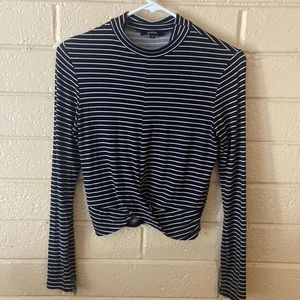 Black and white turtle neck crop top